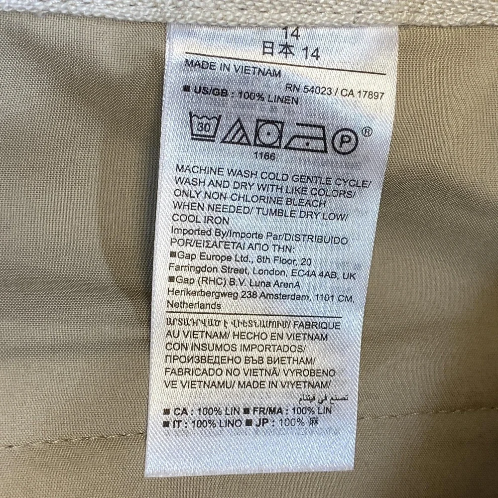 Banana Republic Pants Womens 14 Beige Linen Straight Leg Lightweight Summer Work